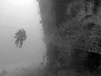 Diver on Pelagian by wreck