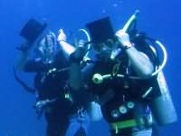 Underwater wedding party