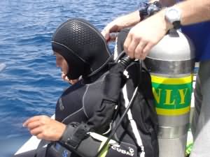 kitting up for 131m Dive in Aqaba