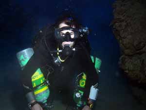 Technical Diver in cave