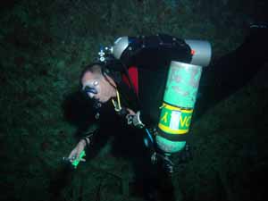 Technical diver on wreck