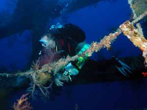 Technical diver on wreck