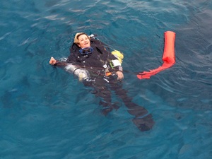 Technical diver on the surface