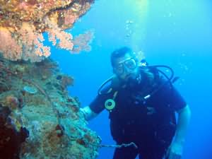 Diver by overhang