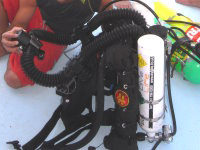Diver with GAF rebreather