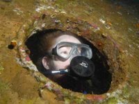 Diver in wreck