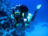Tec diver cutting fishing line