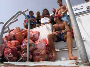 over 40 kiograms of trash collected