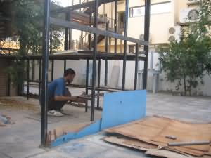 Cage being uprooted