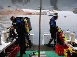 Pelagian divers on boat