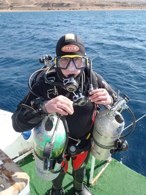 Tec diver ready to enter