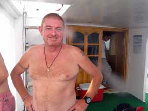 Huw on the boat