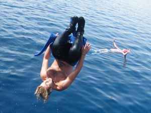 Somersault off boat