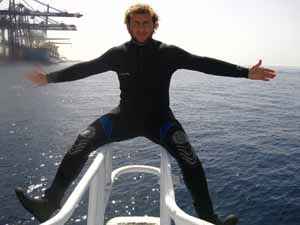 Izz on bow of Laila One