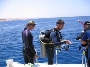 Preparing to dive