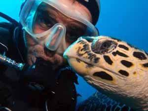 Omar with turtle