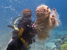 diver with net
