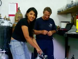 analysing gases for 131m Dive in Aqaba