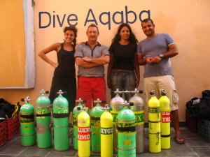Pre dive team shot