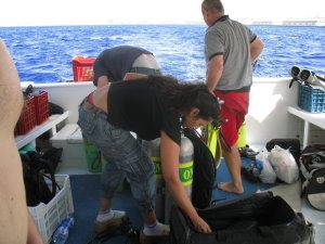Dorit prepares her rig