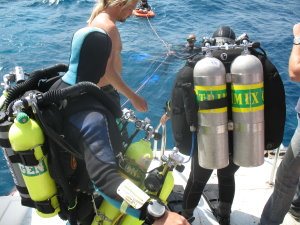 Dorit prepares to enter the water