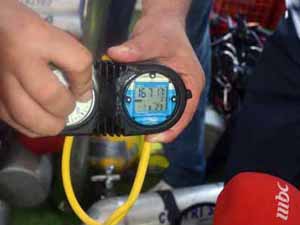 Rod's gauge showing target depth reached