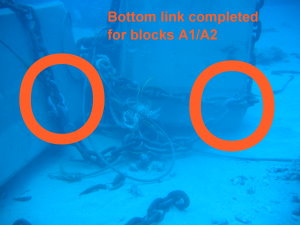 Bottom link chain shackled