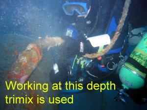 Diver working on barrel