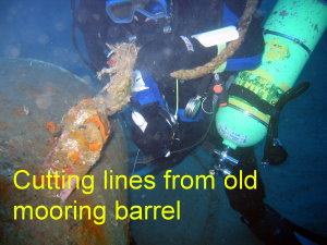 Diver working on barrel