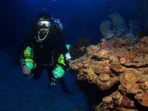Technical diver in cave
