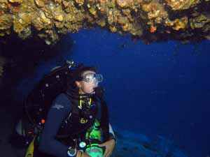 Technical diver in cave