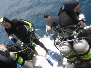 Preparing to dive