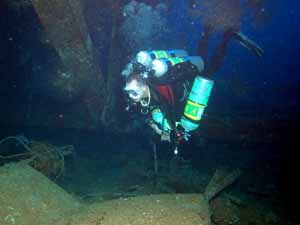 Technical diver on wreck