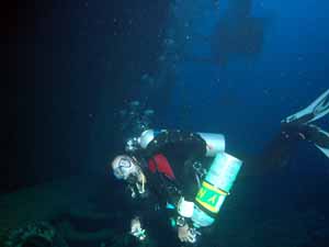 Technical diver on wreck